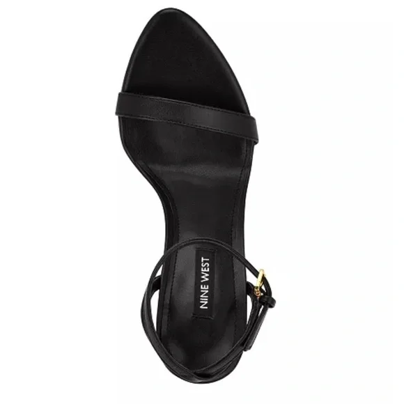 Nine West Reina Black and Gold Women's Stiletto Sandals - Picture 6 of 11